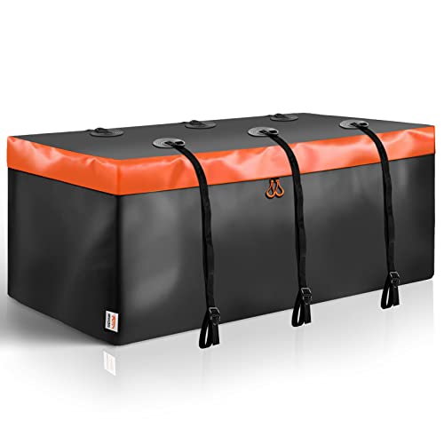 Heckbox für Anhängerkupplung, 20 Kubikfuß Wasserdichter Auto Hintere Gepäcktasche mit 6 verstärkten Riemen, Geeignet für alle Fahrzeuge mit Ladekorb aus Stahl (59' 24' 24')