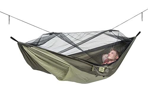 AMAZONAS - Ultra-Light Hängematte Moskito-Traveller Thermo XXL | Ultraleichte Hängematte mit Moskitonetz. Hängematte inkl. Fach für eine Isomatte | Belastbar bis 200 kg; Maße 3,05m x 1,60m