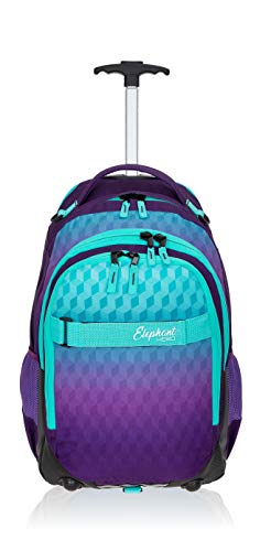 Elephant Trolley Jungen Mädchen Schultrolley Hero Signature Schulranzen Trolly Rucksack (Violet Cube (Lila-Türkis))