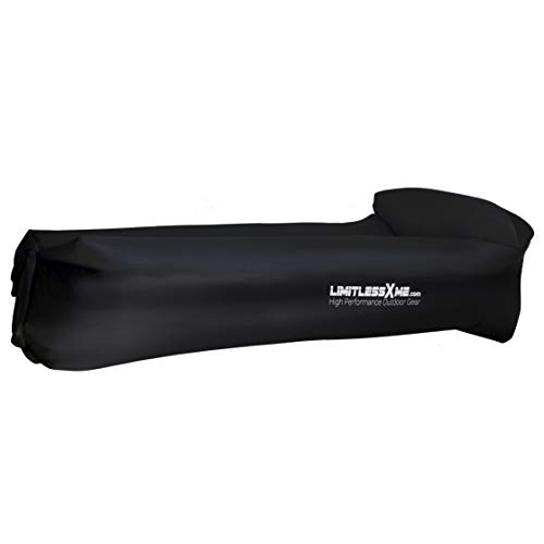 LimitlessXme aufblasbares Strand Sofa. Luftbett wasserdicht und bequem. Air Lounger. Luftsack. Luftsofa. Sitzsatz. für Outdoor Camping, Garten, Strand, Pool, Festival und Beach Neu (Schwarz)
