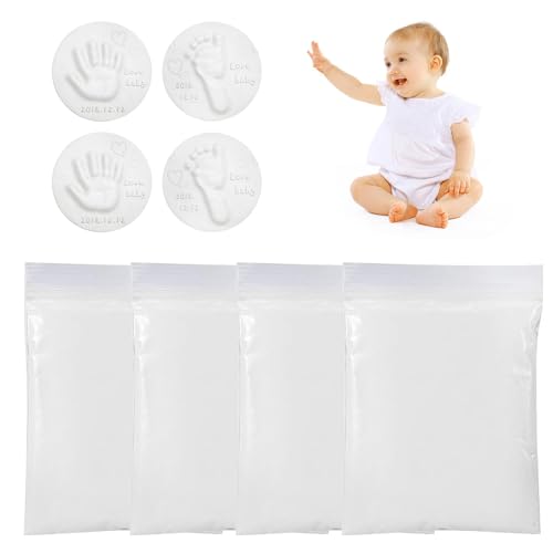 Set für Gipsabdruck Baby Hand und Fuß, Fußabdrücke und Handabdrücke des Babys, aus Ton, Form-Set, 3D-Hand- und Fußabdrücke, Baby, weicher Ton, ideal als Geschenk zur Geburt, 4 Stück