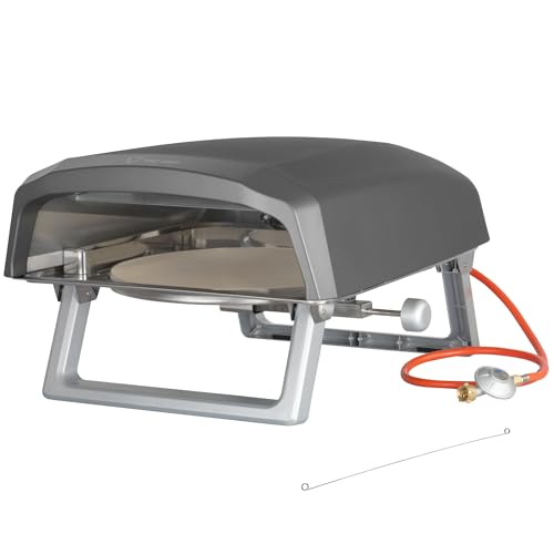 BBQ-Toro Gas Pizzaofen mit Drehfunktion | Mobiler Pizza Ofen mit Pizzastein | 8,5 kW | Gasofen, Gasgrill Camping | Pizzaofen 360° Drehbar (Pizzaofen mit rundem Pizzastein)