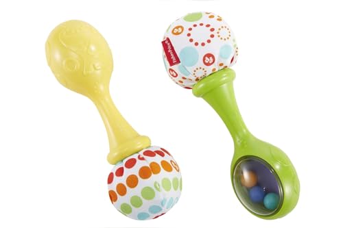 Fisher-Price Rumba-Rasseln - Set aus 2 Rasseln mit bunten Perlen und weichen Griffen, fördert die sensorische Entwicklung und Feinmotorik, für Babys ab 3 Monaten, BLT33