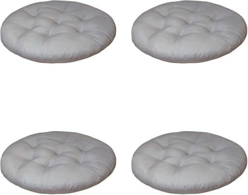 KAREN66 4 Stück waschbar Stuhlkissen 40x40 cm Rund Sitzkissen für Indoor und Outdoor Dicke Polsterung Bodenkissen (Grau)