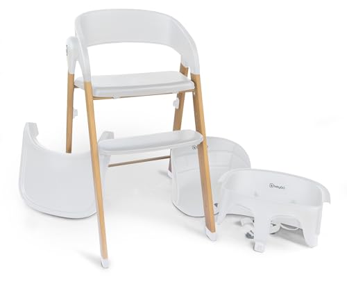 babyGO Levels Mitwachsender Hochstuhl - Perfekt für Babys bis Schulkind - Kinderhochstuhl/Babystuhl ab 6 Monaten mit hochwertigem Design - Weiß