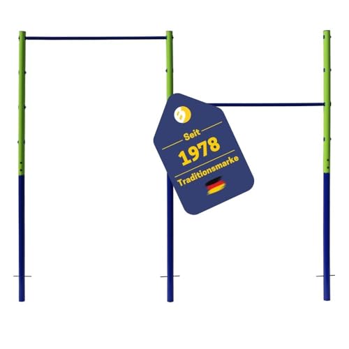 BEST SPORTING B Turnreck Outdoor I doppelte Reckstange Garten höhenverstellbar I Turnstange Kinder & Erwachsene I 241 cm Breite & 201 cm Höhe I Reckstange Garten freistehend