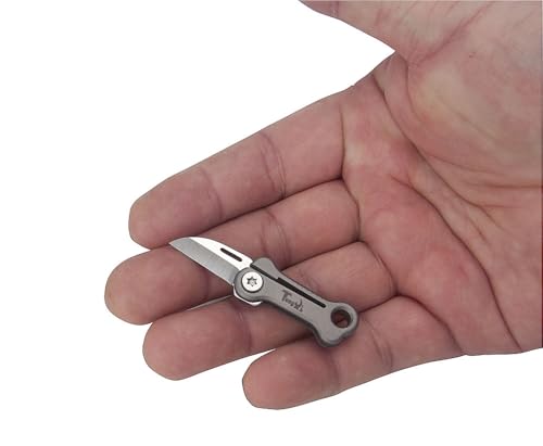 Tungyi Mini-Taschenmesser, kleines EDC-Paketmesser, 0,8-Zoll-Klinge aus rostfreiem Stahl mit Titangriff, ultrakompakt und leicht (Knochenform)