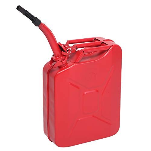 LEADZM Benzinkanister 20 Liter Stahlblech Kraftstoffkanister mit Ausgießer Kraftstoff Kanister Rot