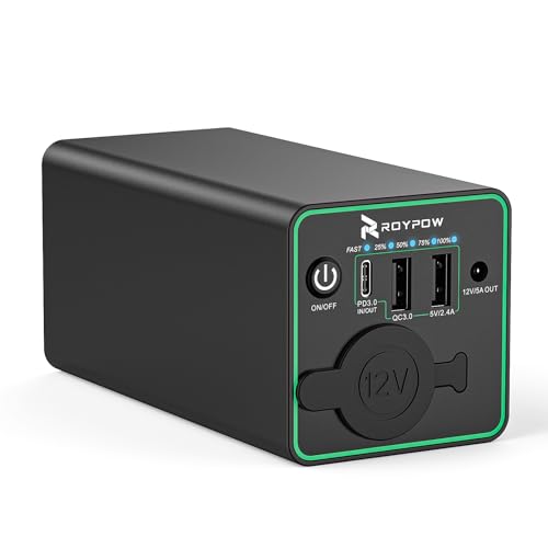 RoyPow Powerbank mit zigarettenstecker 30W PD Tragbares Ladeger?t USB-C Power Bank mit 12V DC Anschluss f¨¹r Dashcam Auto Ger?te Laptop MacBook Air Astrofotografie iPhone Kompressork¨¹hlbox