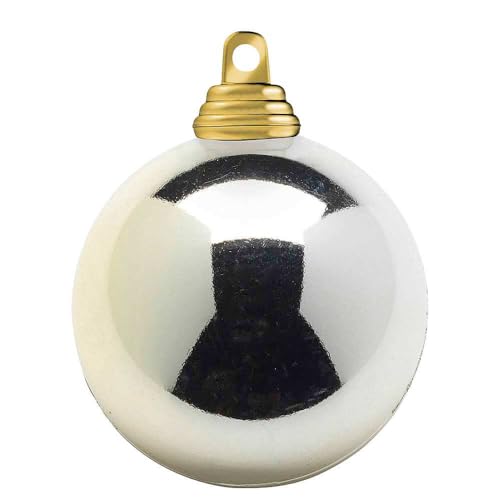 Cremegold, glänzende Weihnachtskugeln aus schwer entflammbarem Kunststoff, 8 cm Ø - 12 Stück