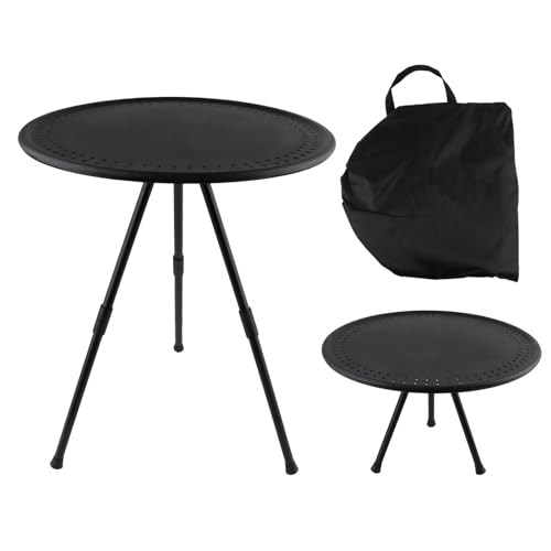 dellyy Camping Tisch Mini Faltbarer 38cm Klappbar Ausziehbarer Campingtisch Mini|Picknicktisch Outdoor Klein|Tragbarer Tisch Ultraleicht|Gartentisch Wetterfest Rund, für Strände, BBQs, Partys