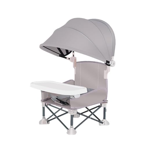 Baby Campingstuhl, Faltbar Babystuhl Sitzerhöhung| Mit Abnehmbarem Tablett Und Sonnenschirm, Tragbarer Babysitz Kinderstuhl Baby Strandstuhl für Camping Rasen