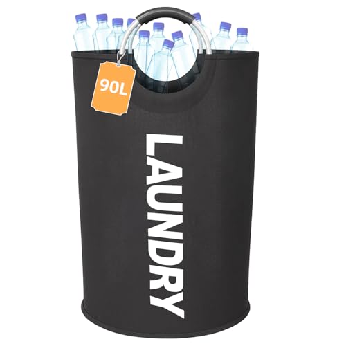 Necdeol 90L Pfandflaschen Sammelbehälter, Groß Pfandflaschen Aufbewahrung, Flaschensammler Leergut, Pfandflaschen Behälter mit Softgrip-Griffen aus Aluminium, Pfandsammler für Küche und Lagerraum