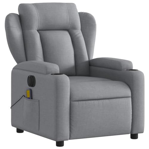 KOIECETA Massagesessel Sessel Verstellbare Rückenlehne Fernsehsessel Relaxsessel mit Vibrationsfunktion Liegesessel Polstersessel Ruhesessel Elektrisches Neigungssystem (Hellgrau)