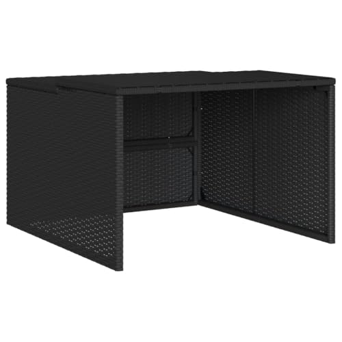 vidaXL Mähroboter Garage, Rasenroboter Überdachung mit Stahlrahmen, Wetterfest Dach Unterstand für Rasenmäher, Rasenmähroboter Garage, Schwarz 86x90x52/57cm Poly Rattan