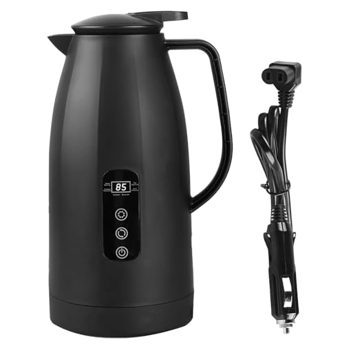12v - 24v Wasserkocher für Auto, 1,2 Liter Elektrischer Mobiler Wasserkocher Edelstahl mit 12/24 Volt Zigarettenanzünder für Heißwasser Kaffee Tee, Lkw KFZ Reise Camping