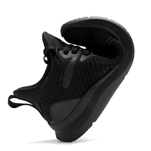 TUMAHE Aufzug Schuhe, 3.15' Breathable Lifting Trainer Slip-On Unsichtbare Höhe Erhöhung Schuhe Erhöhte Sportschuhe für Männer,8cm Black,43 EU