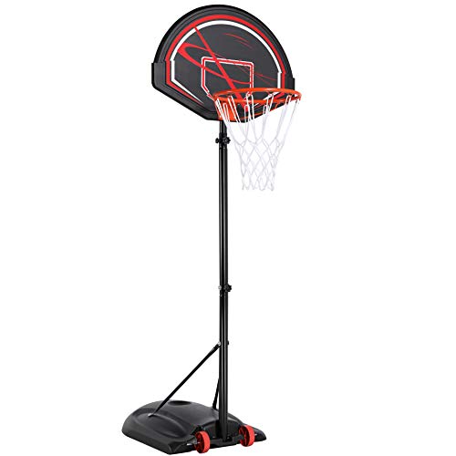 Yaheetech Legierter Stahl Basketballständer Outdoor Basketballkorb mit Rollen Tragbar Korbanlage Basketballanlage Höhenverstellbar 217 bis 277 cm, Schwarz