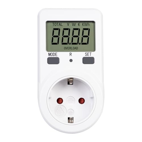 GIBOHOM Stromzähler für Steckdose, Energy Cost Meter, Energiekostenmessgerät, Power Consumption Meter Stromverbrauchsmesser mit Speicherfunktion (230V / 16A / 3680W)