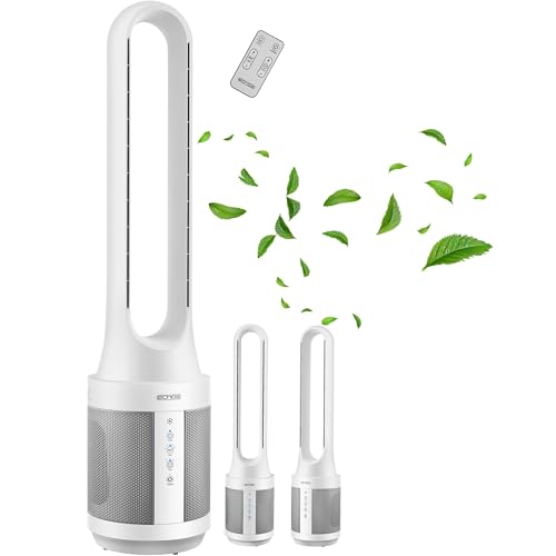 Echos® Turmventilator energiesparender Standventilator sehr leise Bodenventilator mit Fernbedienung Ventilator mit Kühlung Oszillierend 8h Timer hoher Luftdurchsatz Tower Fan Säulenventilator