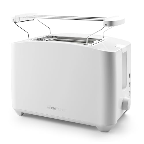 Clatronic® Toaster 2 Toastschlitze | Toaster mit Brötchenaufsatz | Toaster 2 Scheiben mit Liftfunktion | Toster mit Auftau- und Aufwärm-Funktion | für Brötchen und Toast | TA 3801 weiß