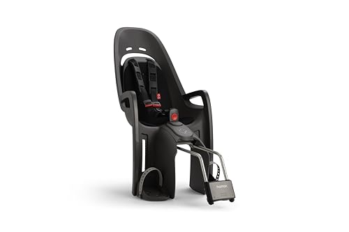 Hamax Zenith Rahmenmontierter Fahrradkindersitz – Grau mit schwarzer Polsterung, Verstellbarer 3-Punkt-Gurt, Stoßdämpfung, für Kinder ab 9 Monaten, max. 22 kg