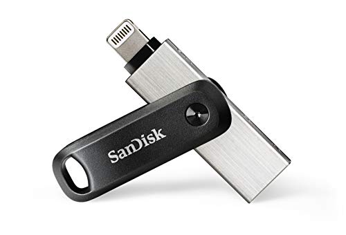 SanDisk iXpand Go Flash-Laufwerk iPhone Speicher 128 GB (iPad kompatibel, automatisches Backup, Schlüsselanhänger-Funktion, USB 3.0, iXpand App), Schwarz