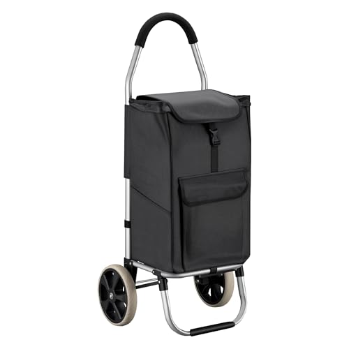 Wiltec Einkaufstrolley klappbar 103 x 44 x 36,5 cm bis 40 kg, Hackenporsche mit Zwei Rädern, Faltbarer Trolly Einkaufswagen mit Handgriff, Shopping Trolley mit großer Einkaufstasche