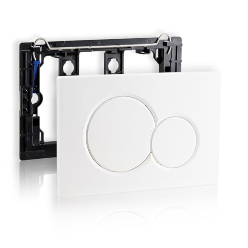 Empyreal Drückerplatte WC Betätigungsplatte für Spülkasten – Plattengröße: 24,6 x 16,4 cm – kompatibel mit Geberit Sigma 01/20/30, Ersatzteil 115.770.11.5, weiße Kunststoffplatte für 2-Mengen-Spülung.