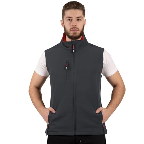 BWOLF GRIN Softshell Weste Herren Outdoor Softshellwesten für Herren Arbeit Weste Softshell Herren Gefütterte (DE/NL/SE/PL, Alphanumerisch, XL, Regular, Regular, Grau)