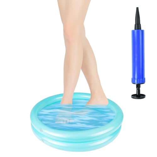 ARTGUTS Aufblasbares Fußbecken, PVC Aufblasbares Pool Fußbad, Fußreinigungsbecken mit Ballonpumpe,für Pools Home Spa Schwimmbecken,Whirlpool (Rund,Blau)