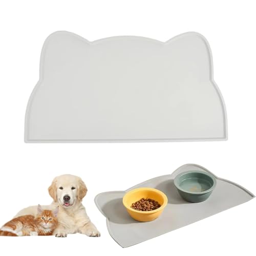 Napfunterlage,Napfunterlage Hund,Futtermatte Katzen,Unterlage Hundenapf,Napfunterlage FüR Kleine Hunde Und Katze,Napfunterlage Silikon Katzen Und Kleine Hunde, FüR Katzennapf Futtermatten (Grau)