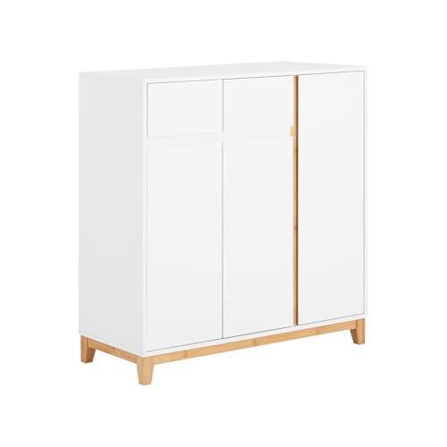 SoBuy Sideboard Schuhschrank Kommode Flurschrank Buffet Küchekommode Aufbewahrungsschrank Weißnatur BHT ca. 80x85x34cm FSR190-WN
