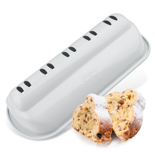 Dr. Oetker Christstollen Backform – Stollenbackform White Christmas Baking – Stollenform mit Antihaftbeschichtung und winterlichem Design – ca. 31 x 15 x 7 cm & 1550 ml