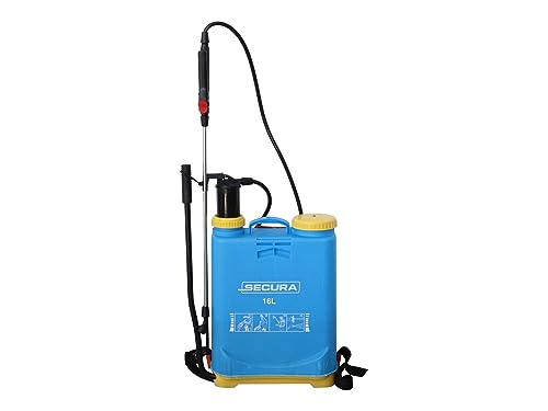 SECURA Drucksprüher 16L Drucksprühgerät Rückensprüher für Pflanzenpflege, Pestizide, Pflanzenschutz und Tapeten | Sprühgerät | Gatensprüher | Sprühflasche | Drucksprüher mit Tragegurt