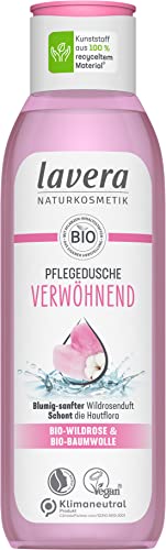 lavera Pflegedusche Verwöhnend - Bio-Wildrose & Bio-Baumwolle - Naturkosmetik - vegan - Duschgel - pH-hautneutral - reinigt besonders sanft - 1 x 250 ml