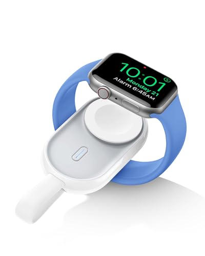 VEGER Mini Powerbank kompatibel mit Apple Watch Series (9-1) 1200mAh, Wireless Tragbares Ladegerät kompatibel mit Apple Watch (Weiß)