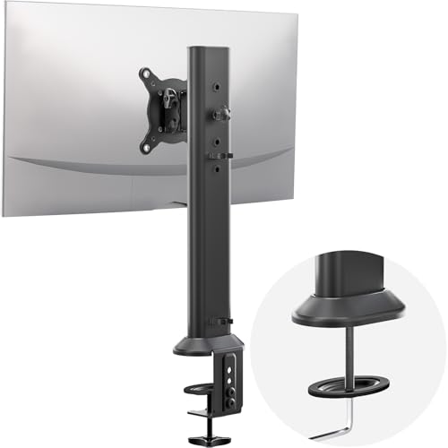 Hemudu Monitorträger für Einzeltisch für 13 Zoll bis 32 Zoll Flach gekrümmter Computerbildschirm mit Schwenken, höhenverstellbar, Drehung, Hält bis zu 35kg, Schwarz