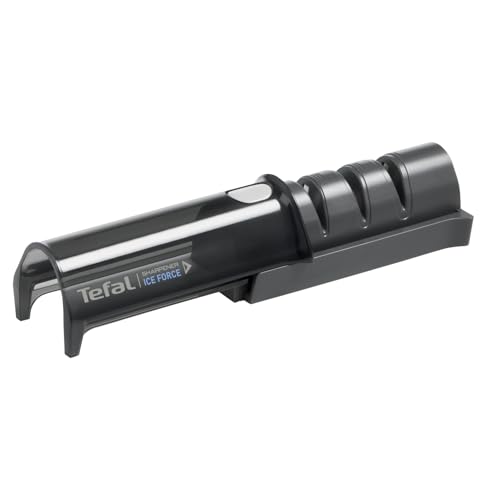 Tefal K26505 Ice Force Messerschärfer, 3-Schritte-Schleifprozess, nachschärfen + ausbessern, gut für Edelstahlmesser, platzsparende Aufbewahrung, japanische Keramikschleifscheibe, Schwarz