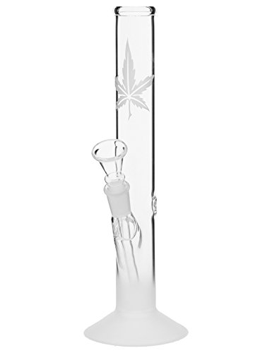 Sand Leaf Glasbong mit sandgestrahltem Fuß, 26cm, 14,5 mm - Head&Nature Bong-Kollektion