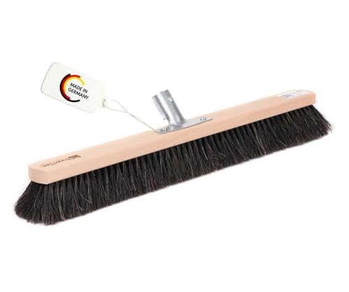 BawiTec Rosshaarbesen Besen-Länge 60cm,mit Metall-Stielhalterung Ø24mm,Rosshaar-Naturhaar-Borsten-Mischung,sehr weich,sehr Gute Staubbindung,Kehrbesen,Saalbesen,ohne Stiel,für Innen