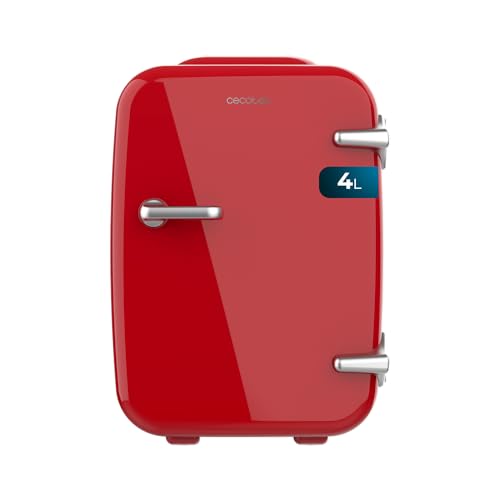 Cecotec Mini-Kühlschrank Bolero MiniCooling 4L Havanna Red, Betrieb mit 12V-220V, Kompatibel mit Auto und Wohnwagen, Kühl- und Heizfunktion, Temperaturbereich 5-65º, Einfacher Transport.