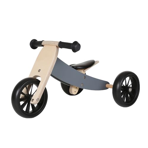 Bandits & Angels Smart Bike Laufrad Holz 4-in-1 Grau ab 1 Jahr – Für Jungen und Mädchen – Laufrad aus Holz – Umkehrbar in Dreirad und Zweirad – Verstellbarer Sattel