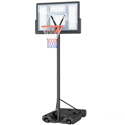 Yohood Basketballkorb, Korbhöhe von 135 bis 305 cm, Basketballständer mit 111x72cm Rückwand, Basketball Korb für Kinder Jugendliche Erwachsene im Hinterhof/Auffahrt/Innenbereich, Schwarz