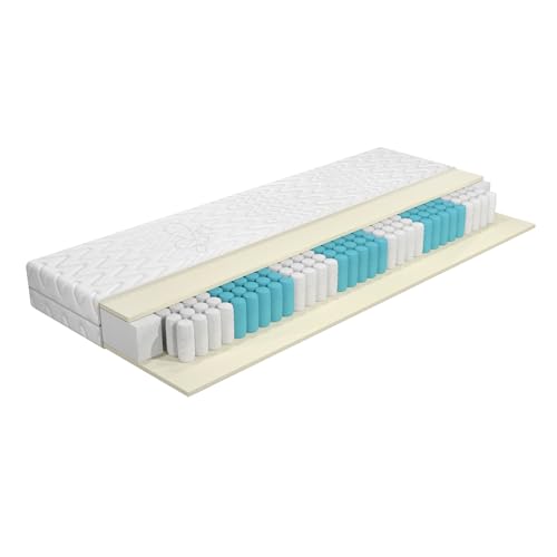 DEWINNER Matratze 100 x 200 cm, H3 Taschenfederkern und Schaumstoff, 18 cm hoch Federkernmatratze, 7-Zonen Ergonomie, Bezug abnehmbar und waschbar, Öko-Tex Zertifiziert