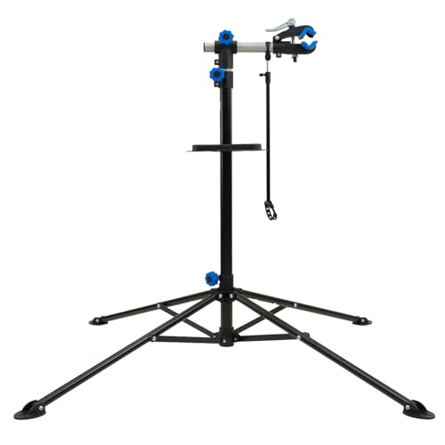 TRUTZHOLM Fahrradmontageständer 360° drehbar höhenverstellbar 50 kg Traglast Stahl mit magnetischer Werkzeugablage schwarz für Fahrräder Mountainbikes E-Bikes