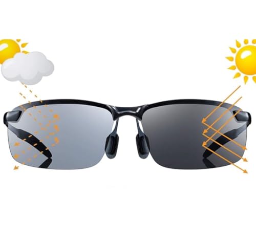 Bloomoak Photochrome Polarisierte Sonnenbrille | Blendschutz Fahren | HD Halbrand | Ultra Light Metall | Für Damen und Männer