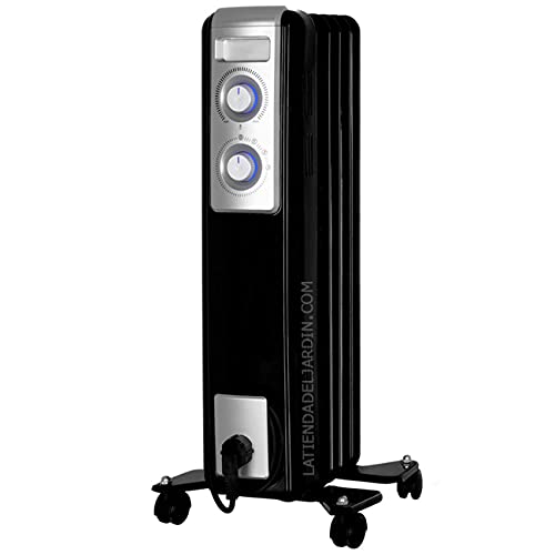 Ölradiator 5 Heizelemente mit hoher thermischer Trägheit, zwei Heizleistungen: 500 W-1000 W, regelbarer Thermostat, LED-Arbeitsleuchten.