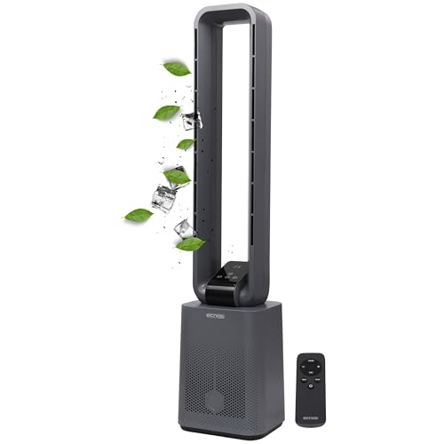 Echos Turmventilator sehr leise Ventilator leise DC Motor Fernbedienung Oszillierend LED-Display 3 Modi 12 Stufen Tower-Ventilator Säulenventilator Standventilator Luftkühler 15h Timer Tower Fan