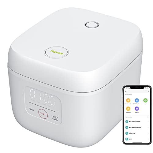 joyami Mini Smart Reiskocher 0,8L Antihaftbeschichtung Topf 6 Schalen für 1-3 Personen Warmhalten Vorwahlmodus, Weiß